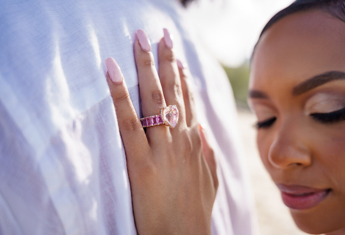 Dilara's Diamonds "Heart of A Morgan" Heart Shaped Morganite, Pink Sapphire, and Diamond Ring